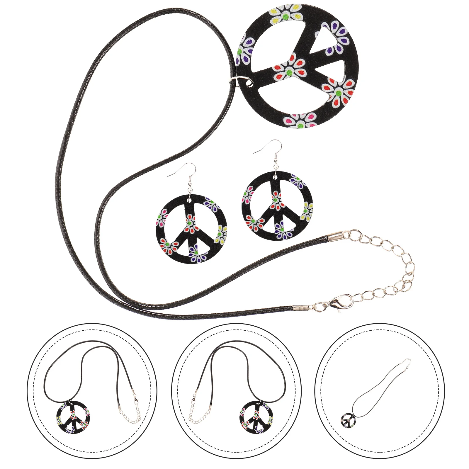 

Пластиковый костюм для Хэллоуина, набор аксессуаров, серьги в стиле хиппи, ожерелье, костюм, легкое экологически чистое украшение