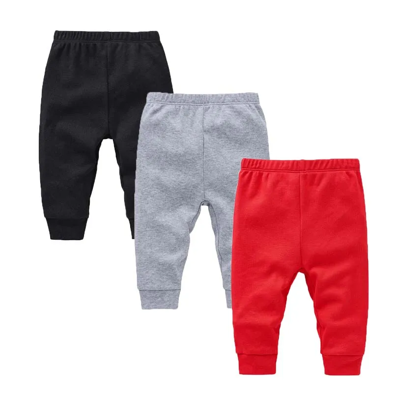 

Baby Clothing 3Pcs/lot Boys Girls Leggings Pants 0 To 24 Months 100% Cotton Solid Color Elastic Waist Straight-leg Casual Pants