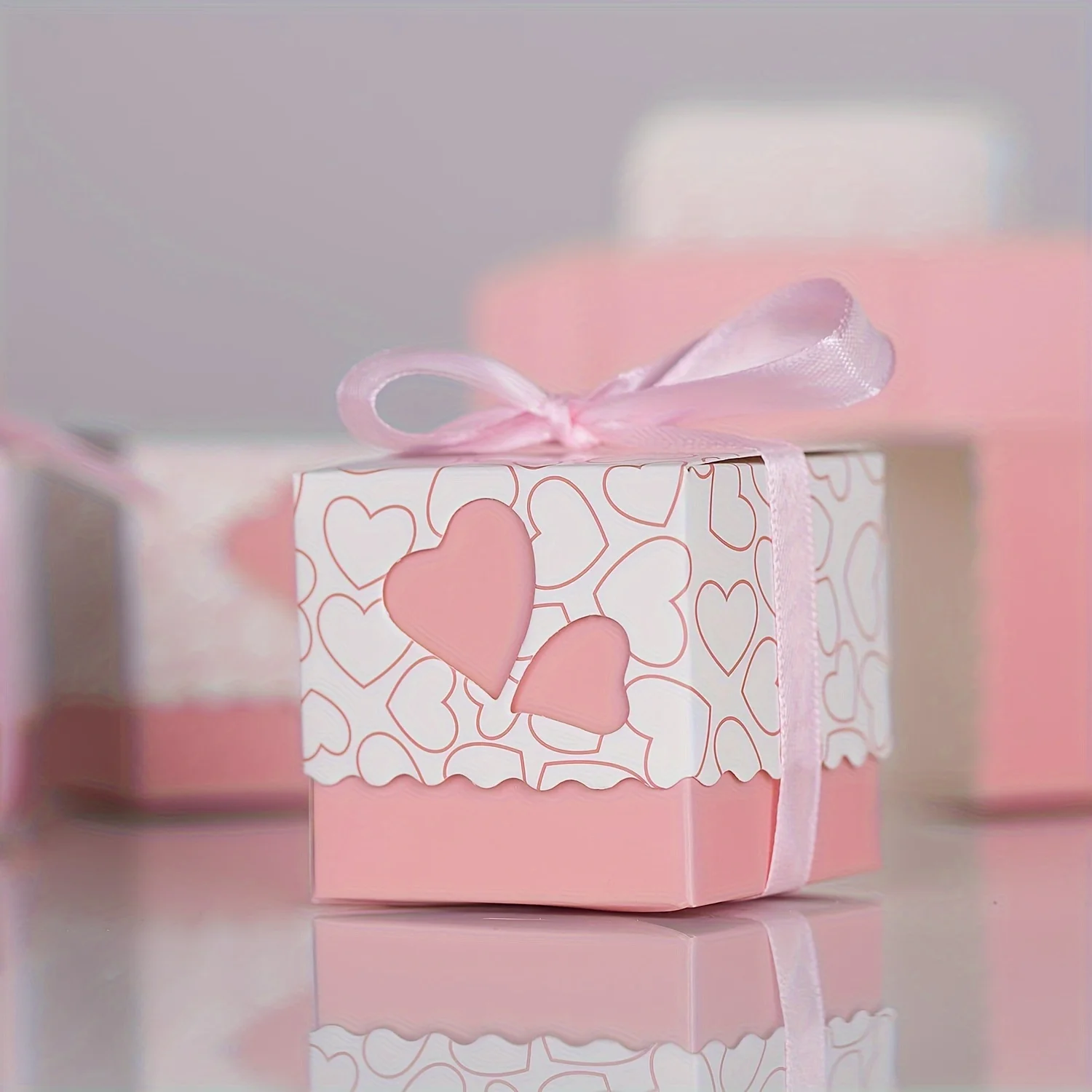 10/30/50Pcs Double Love Heart Candy Gifts Boxes Wedding Favor Gifts Boxes Packaging with Ribbon Wedding Birthday Party Decor view 2