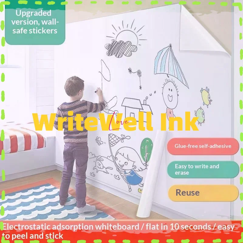 Electrostatic Whiteboard Sticker Removable Reusable Erasable PP For Teaching Graffiti Drawing Household Use