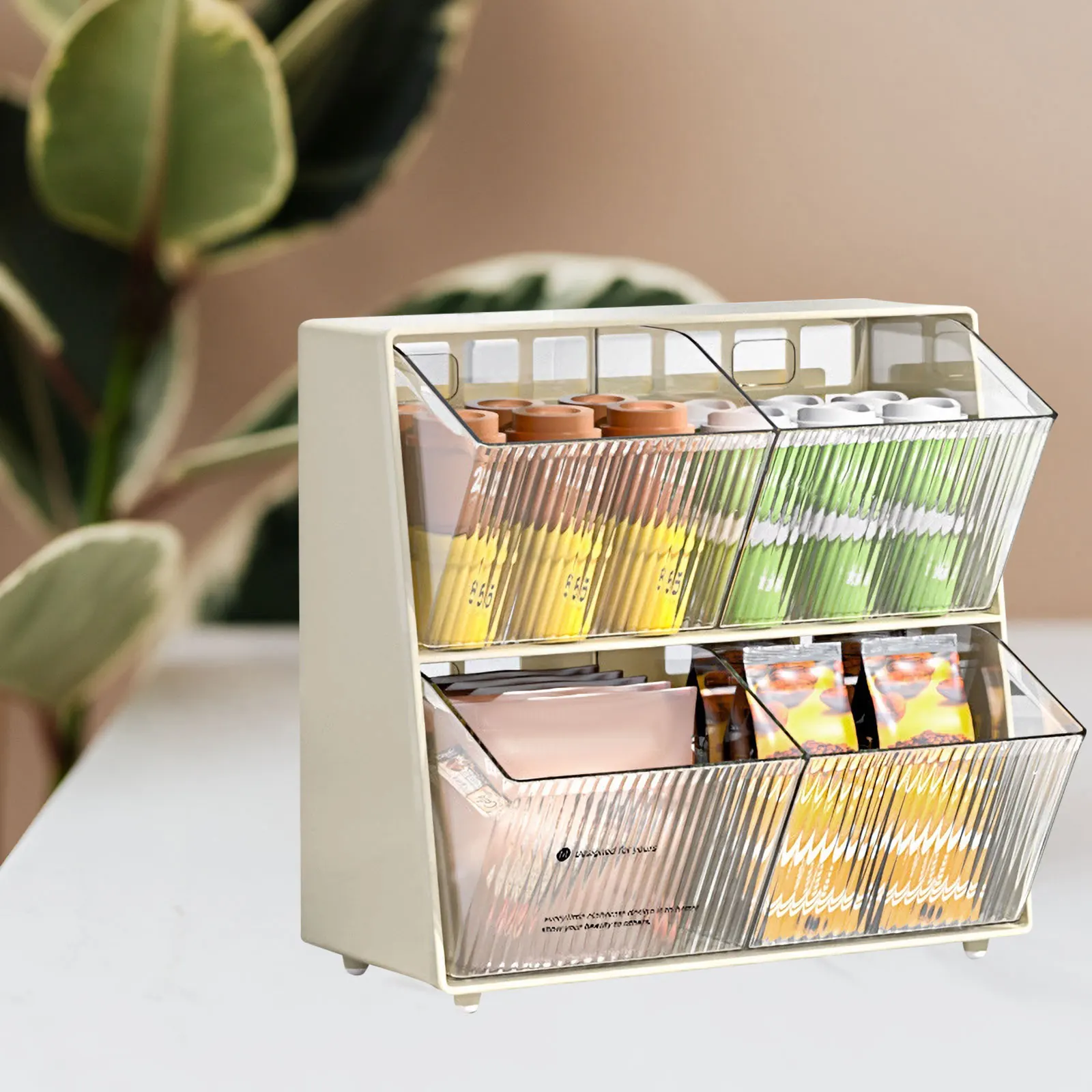 

Tea Bag Storage Box Transparent Multi-grid Organizer Rack for Coffee Bags Home Office Hotel Desk Plastic Container