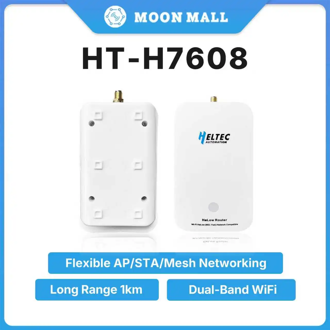 

Heltec Wi-Fi HaLow Gateway HT-H7608 IEEE 802.11ah Dual-band Wi-Fi Extender 3km Long Distance Gateway Transmission Faster Speed