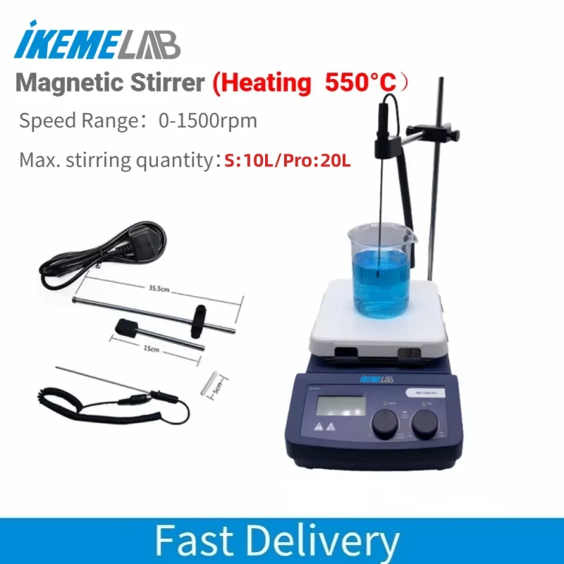 IKEME Heating Magnetic Stirrer Digital Display Magnetic Stirrer Heating Temperature Up To 550°C Lab Mixer Machine MS7-H550-Pro