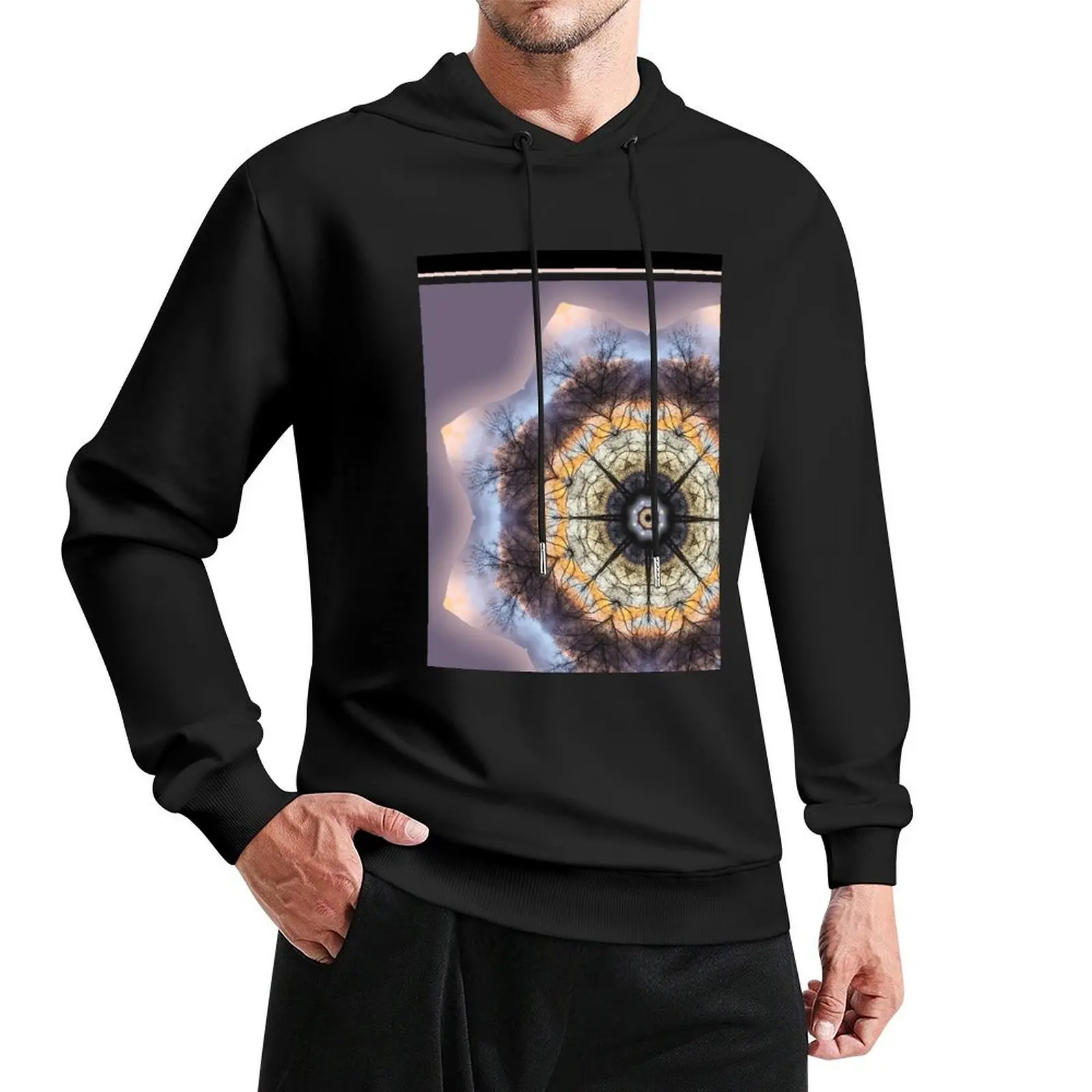 Trees and Sunset Mandala Pullover Hoodie men's clothes fashion men tracksuits