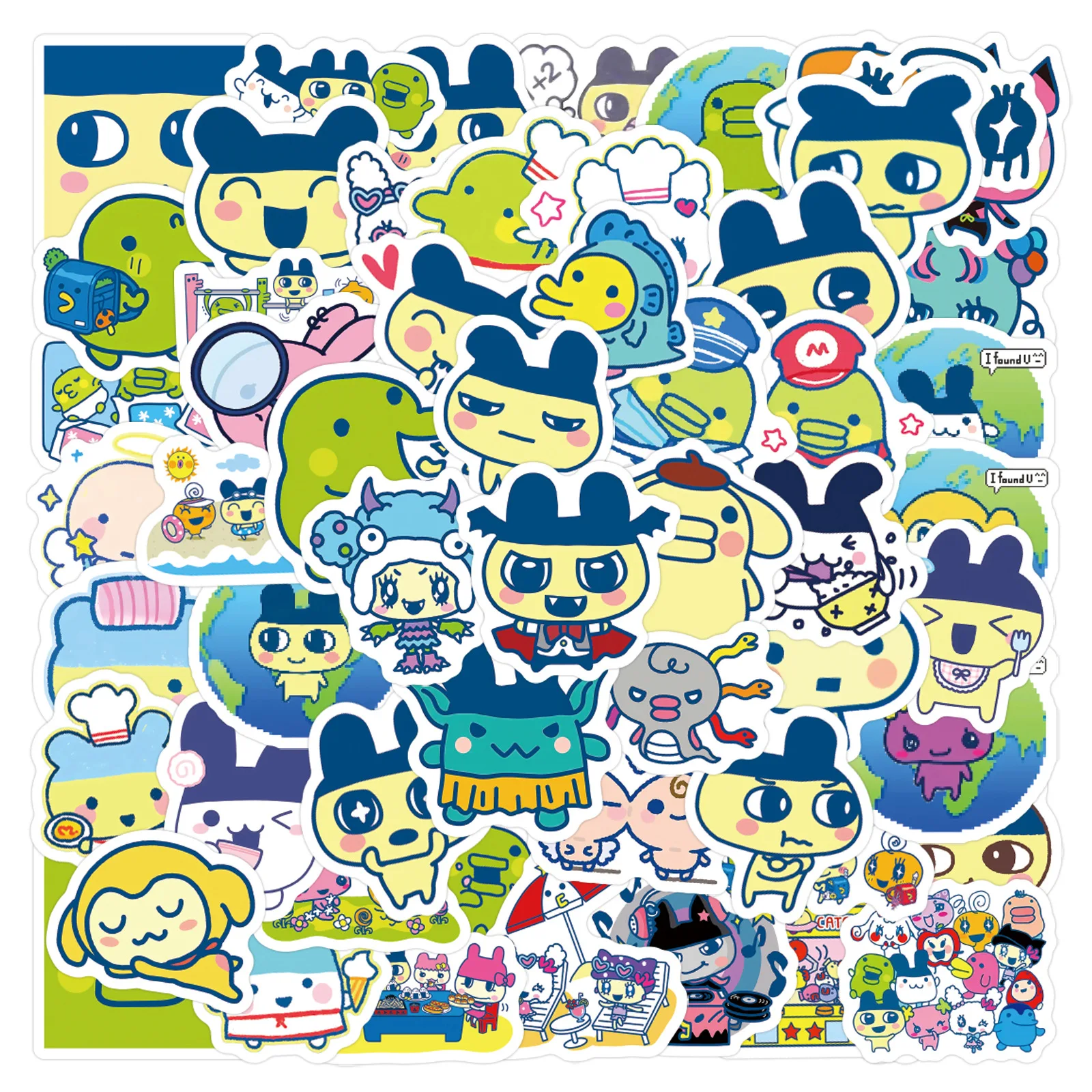 100 Stück Neue Tamagotchi Graffiti-Aufkleber, Dekorative Notizbuch- und Gepäckaufkleber, DIY Cartoon-Sticker für Kreative Projekte