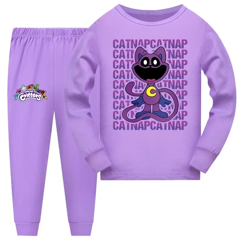 Smiling Critters Catnap Kinderen Pyjama Kids Set Baby Meisjes Trainingspak Tienerjongens T-shirt met lange mouwen Top Broek Nachtkleding Pak