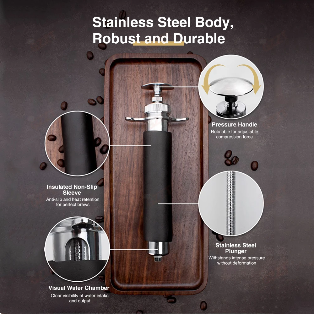 1. Portable Manual Rotation Syringe‑type Espresso Maker Set, 50ML Water Tank Handheld for Outdoor Use No Electricity Required