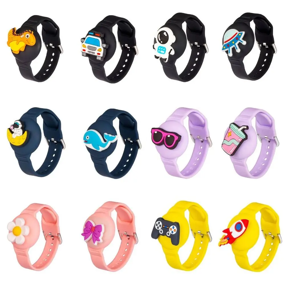 Silicone Bracelet Decorative Patterns Replacement Unisex Wristband Waterproof Cartoon for Apple AirTag