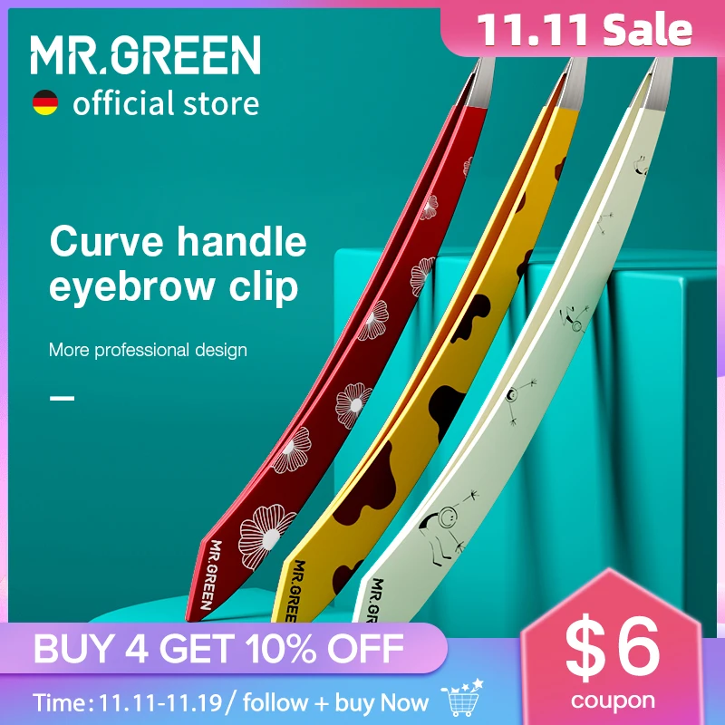 Mr.green-ステンレス鋼の眉毛ハンドルのピンセット,プロの細い毛のメイクアップツール,脱毛クリップ
