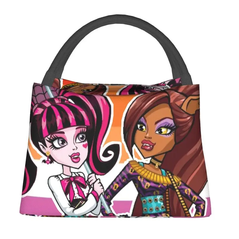 Custom Monster High Lesbians Draculaura Lunch Bag Women Cooler Thermal Insulated Lunch Box for Office Travel