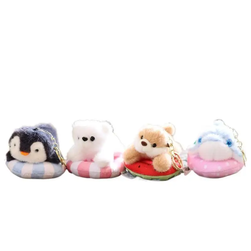 Lindo círculo de natación animales marinos muñeca llavero colgante mochila colgantes decoración
