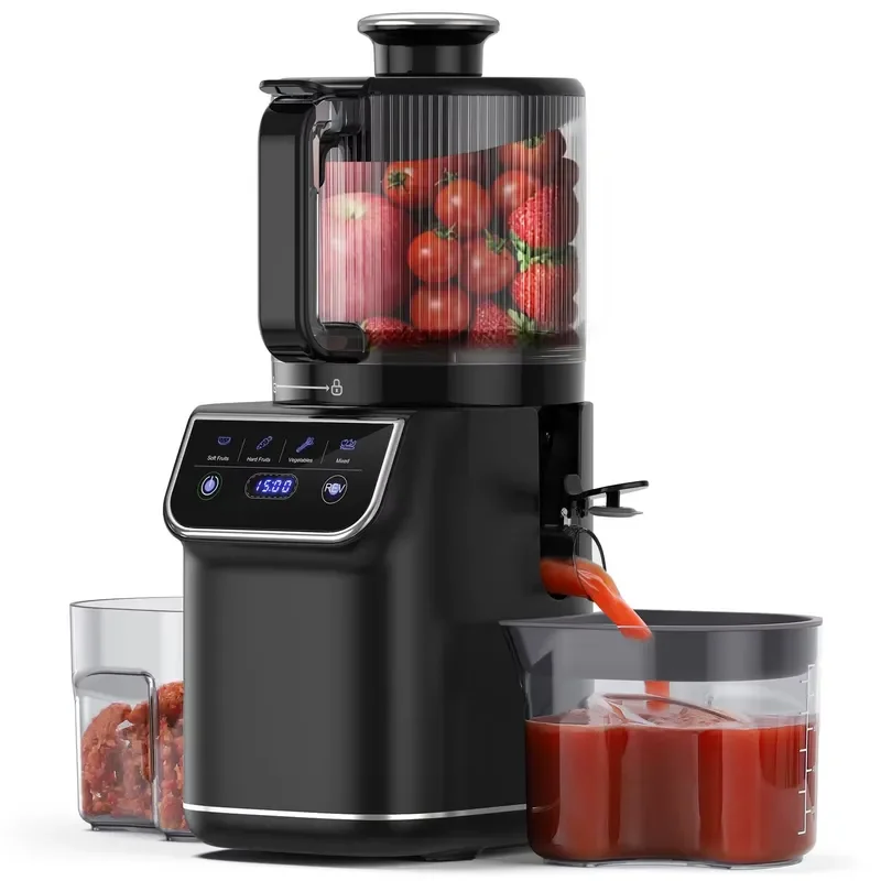3 in 1 Cold Press Juicer Smart Touch Slow Masticating Machine 6.5 Inch Wide Mouth for Fruit Vegetable Household Kitchen