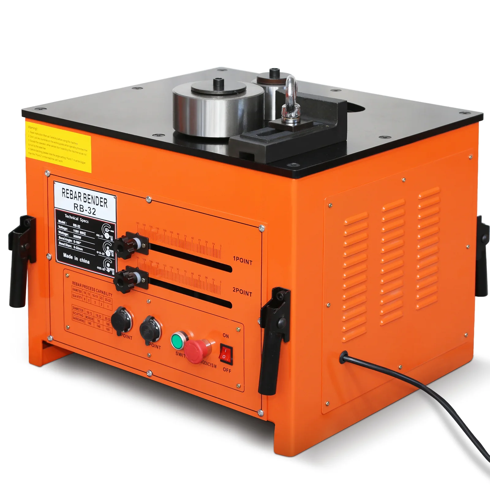 Máquina dobradora de vergalhão elétrica de 1600 W/3000 W, alcançar 0-180 °   Ângulos, operar com interruptor de pedal para vergalhão dobrável, barra de aço