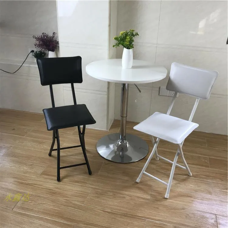 

Folding stool home office simple modern outdoor portable chair dining table chair pu leather back chair