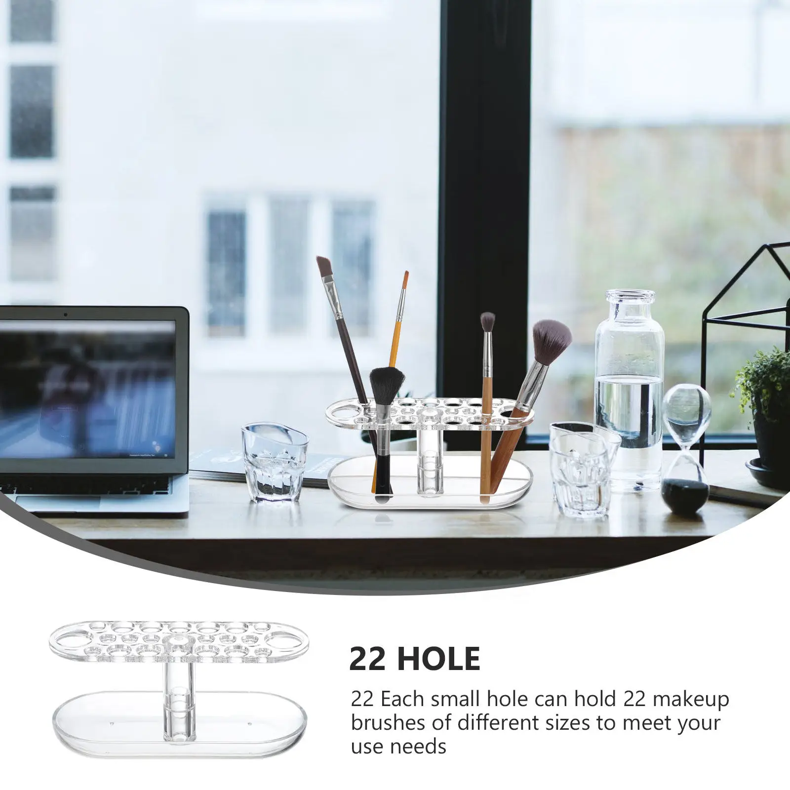 

1Pcs Acrylic Makeup Brush Drying Rack Minimalist Brush Holder with Multi-Size Holes for Air Drying Brushes Craft Nail