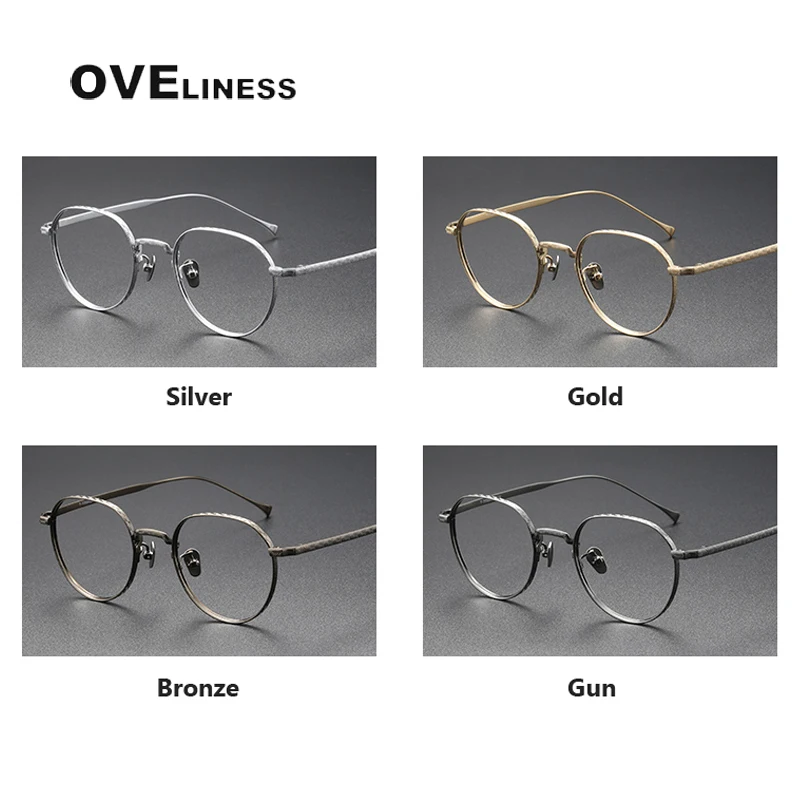 Pure Titanium Glasses frame for Men 2023 Vintage Round Eyewear Myopia Optical Prescription Brand Designer Eyeglasses Frame Women