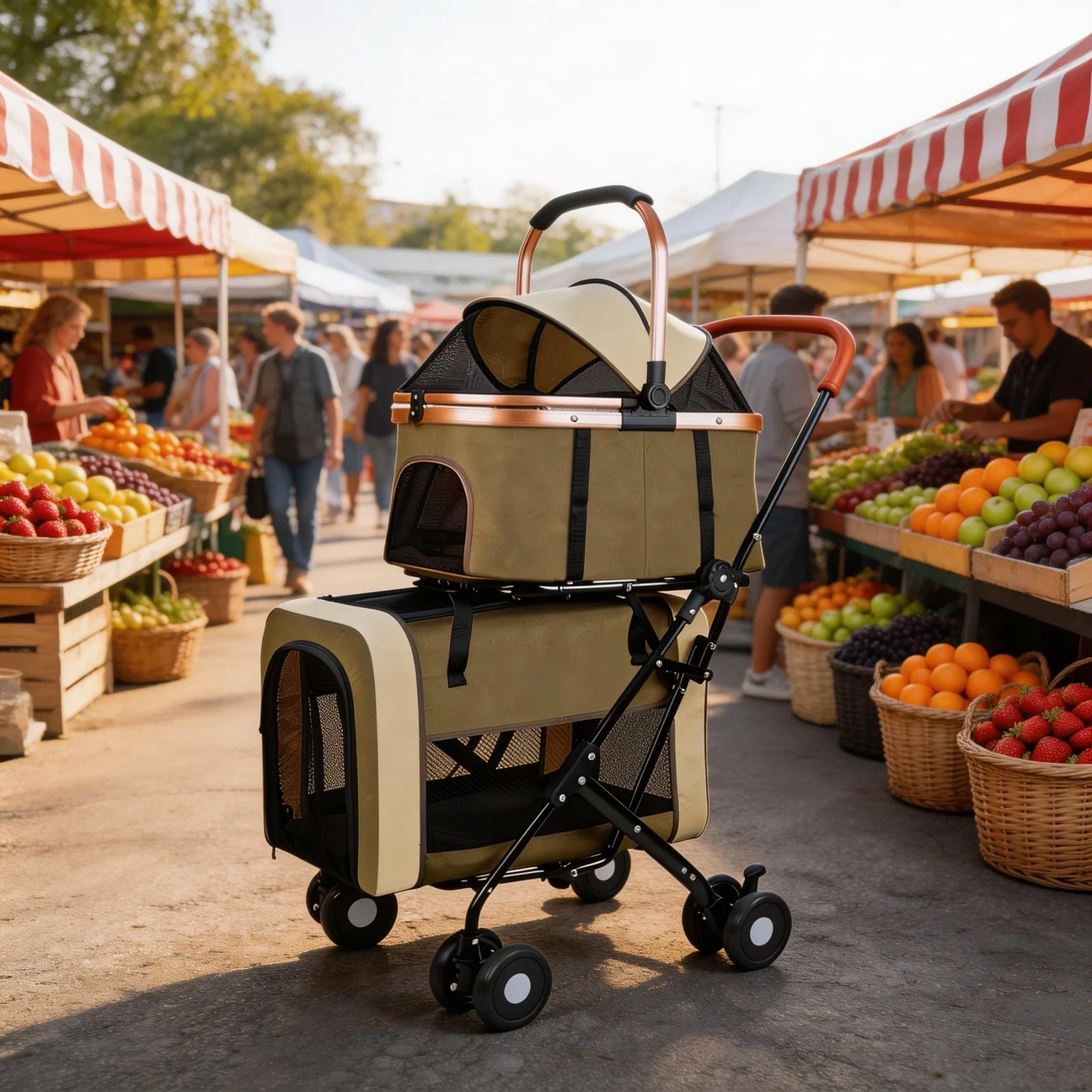 

Многоуровневая металлическая 4-колесная регулируемая коляска для домашних животных (кошек и собак) с большим пространством, съемная, разборная, складная конструкция, грузоподъемность 20 кг