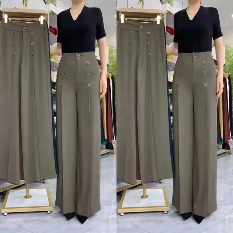 Estate nuova gonna pantaloni donna larghi versatili con senso cadente temperamento di alta qualità antirughe pantaloni comodi a gamba larga