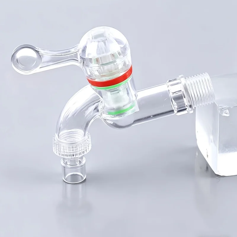 1pc Clear Plastic Faucet, 1/2 Inch Threaded Quick-Open Tap, Anti-Splash Faucet for Garden, Kitchen, Washing Machine And Laundry