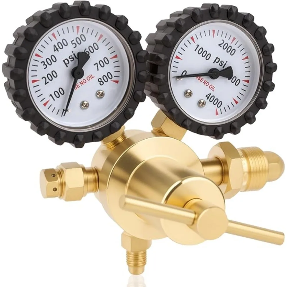 Nitrogen Regulator, Output Pressure 0–800 PSI, CGA580 Standard Inlet Connection, 1/4 Inch Male Flare Outlet Fitting