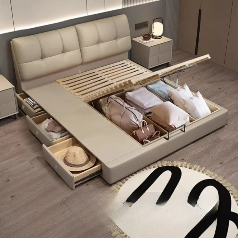 سرير حديث فريد من نوعه الحد الأدنى غرفة نوم فاخرة سرير فاخر تخزين النوم Camas De Matrimonio Dormitorio أثاث منزلي