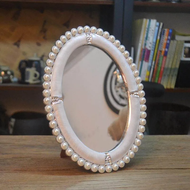 European oval Internet celebrity creative countertop HD single-sided mirror PV comb makeup mirror ornament wedding decoration su