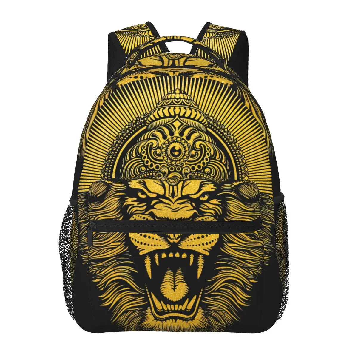 

Narasimha In Gold Lion Backpack for Girls Boys Travel RucksackBackpacks for Teenage school bag