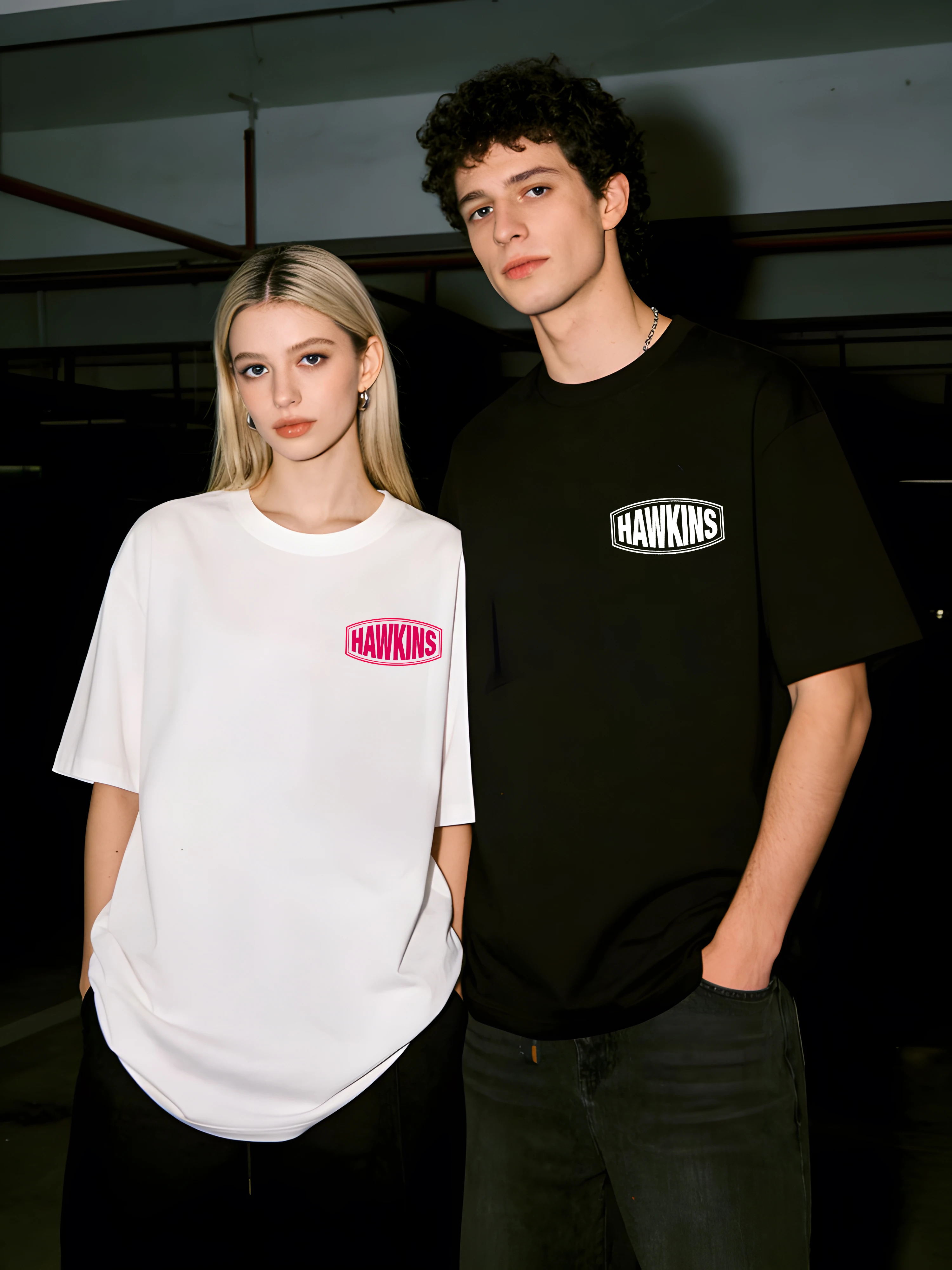 Hawkins 1952 High School Design Paar-T-Shirt, Sommer-Freizeit-T-Shirt, All-Match-Kleidung mit O-Ausschnitt, lockere, weiche, modische Herren-Streetwear
