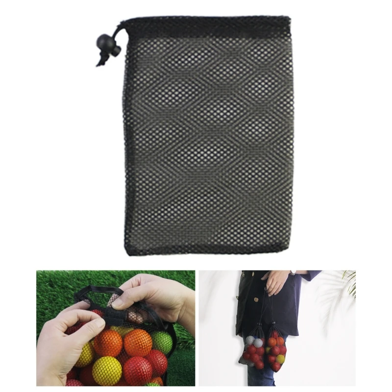 

Portable Golf Ball Storage Bag Large Capacity Golfs Drawstrings Pouches Nylons Mesh Bag for Golf, Baseball, Tennis Ball 24BD