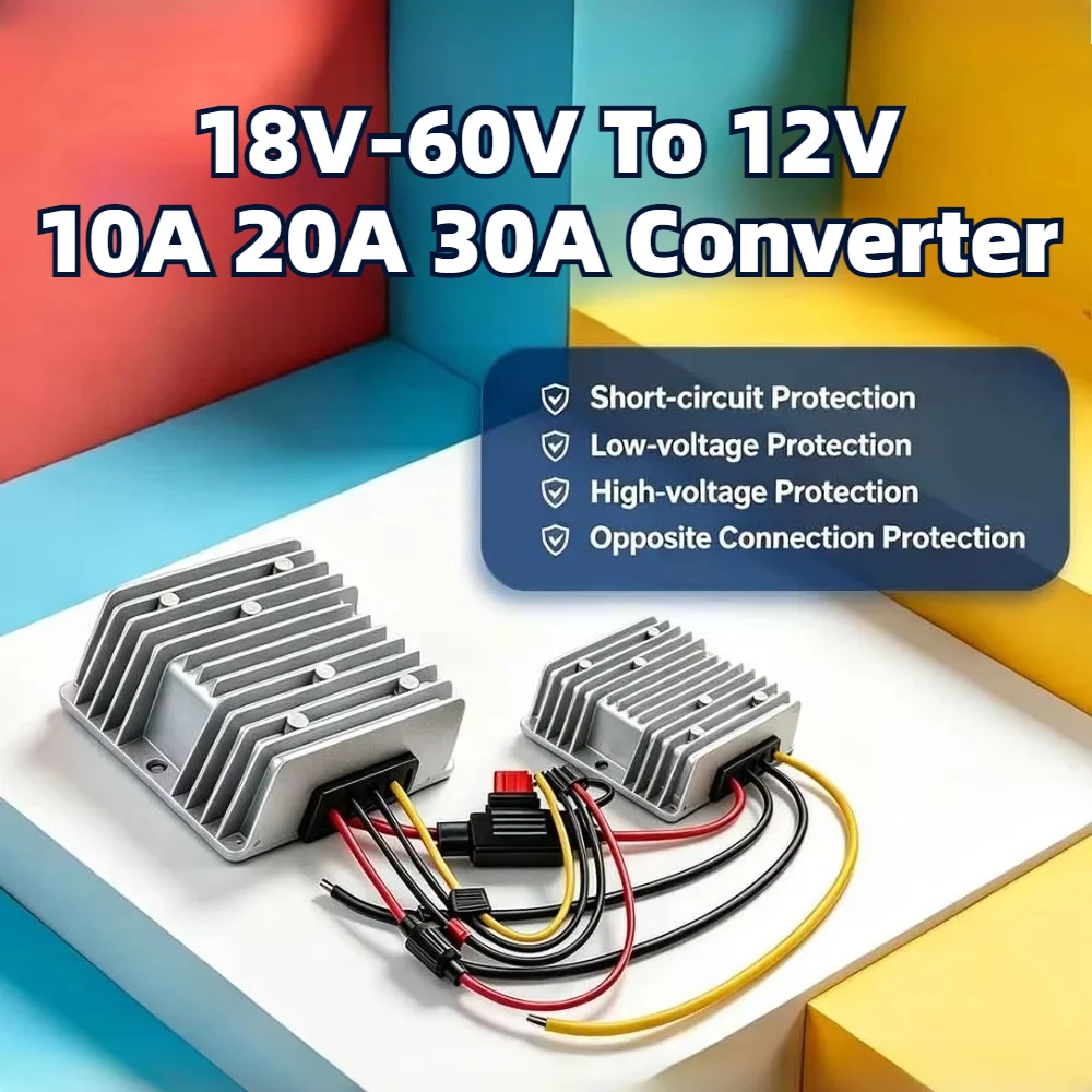 DC/DC 18V-60V To 12V 10A 20A 30A Step Down Converter Buck Voltage Regulator Reducer For Golf Cart Cars Trucks Led Lights Screens