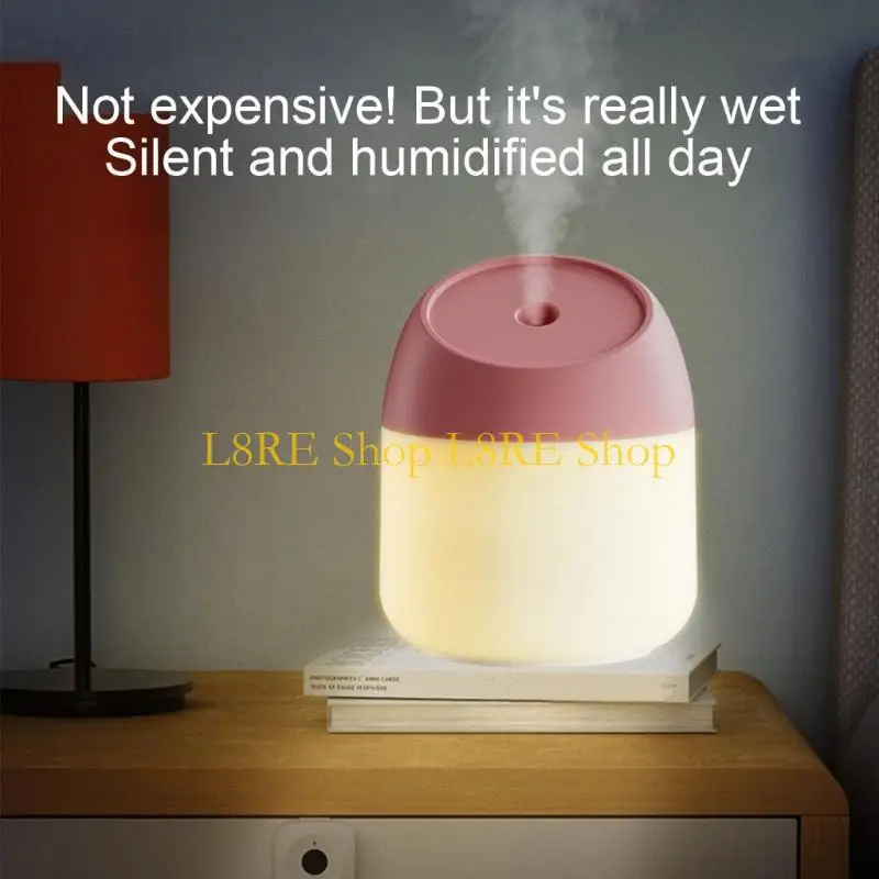 L8RE LED 야간 램프 가습기 250ml 아로마 에센셜 오일 디퓨저 미니 쿨 미스트 가습기 2 안개 모드 미스트 메이커