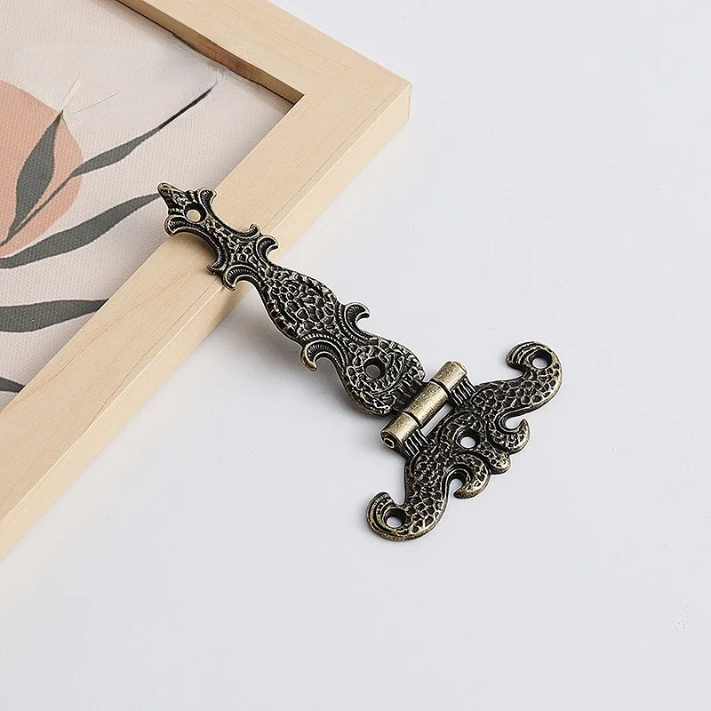 1PCS Vintage Alloy Flower Shaped Vertical Hinge for Home Decoration Hardware European Style Box Connection Lotus Leaf Printed