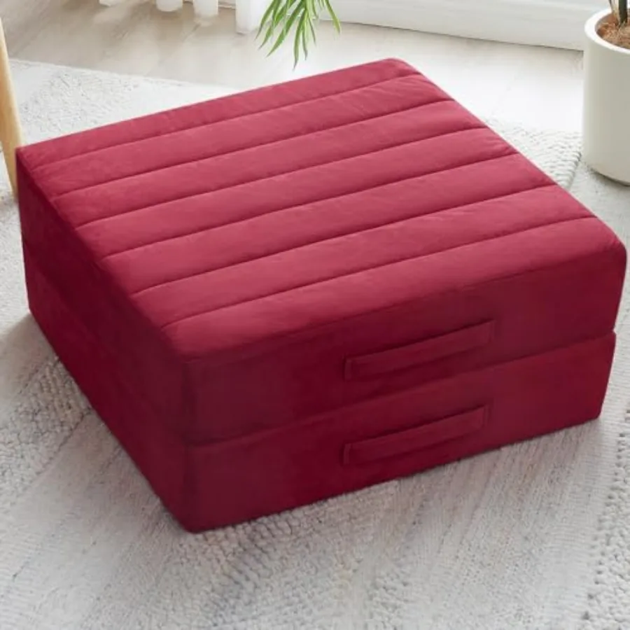 

2 Pcs High Density Foam Floor Pillow - Upgraded Large Pillows Seating for Adults - Outdoor Floor Cushion with Soft Tufted Cover