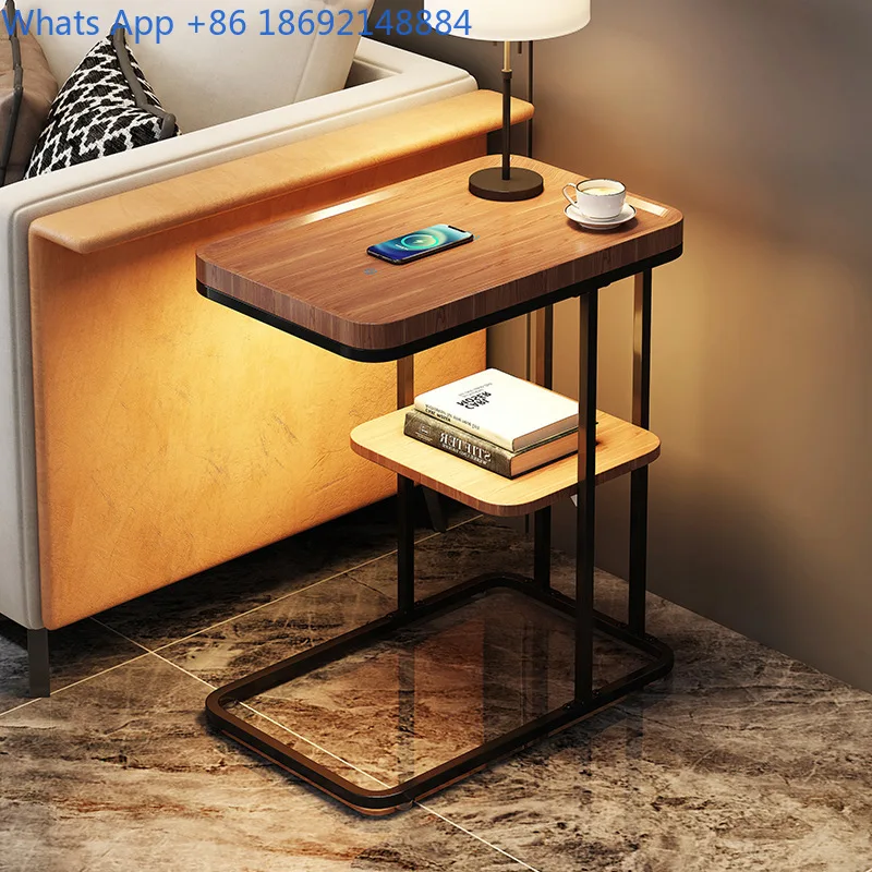 Modern minimalist side table for living room bedroom with wireless charging suitable for sofa bedside use sleek small cabinet