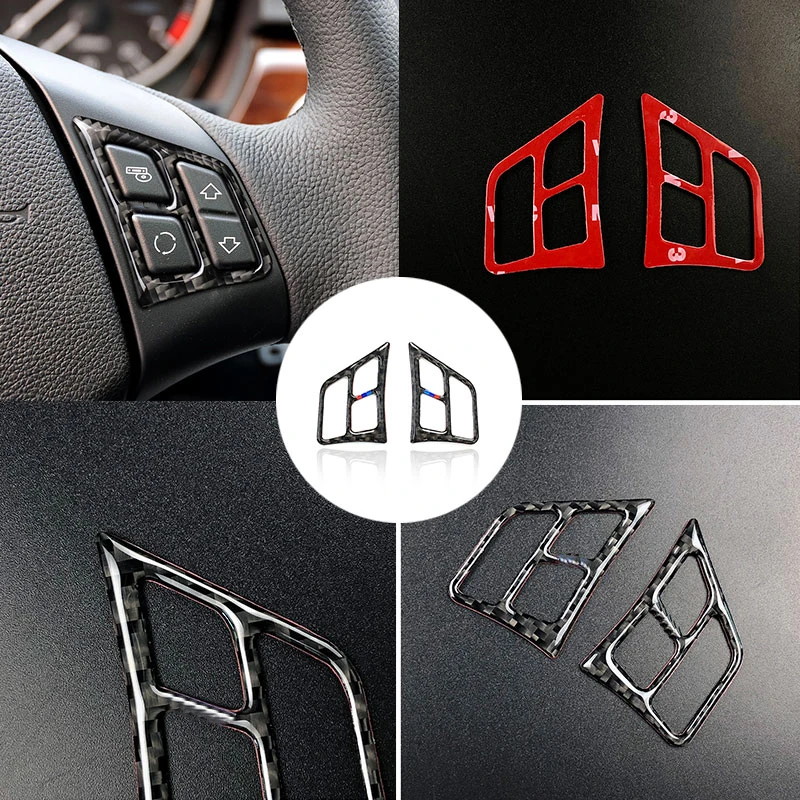 

For BMW 3 Series E90 2005 2006 2007 2008 2009 2010 2011 2012 Carbon Fiber Steering Wheel Buttons Cover Trim