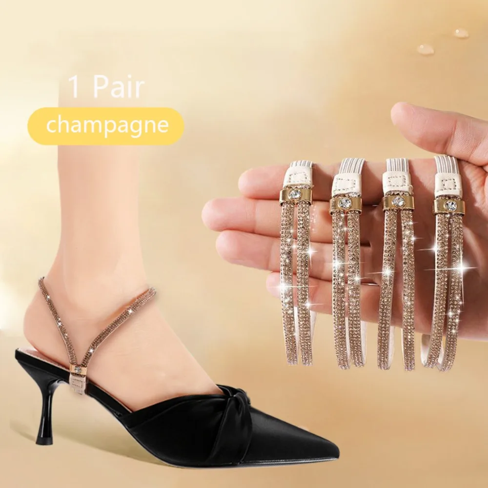 

Bright Rhinestone Women Shoelaces Bundle Ankle Holding Anti-dropping heel Bundle Shoelace Elastic Anti-skid Bundle Laces