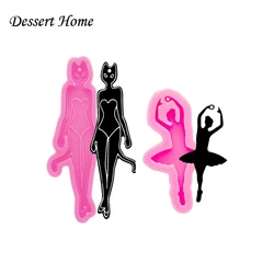 DY0642 Glossy Resin Dancing girl Keychain Mold , Gymnast Silicone Molds for DIY Epoxy Jewellery Making, Silicon Clay Molds