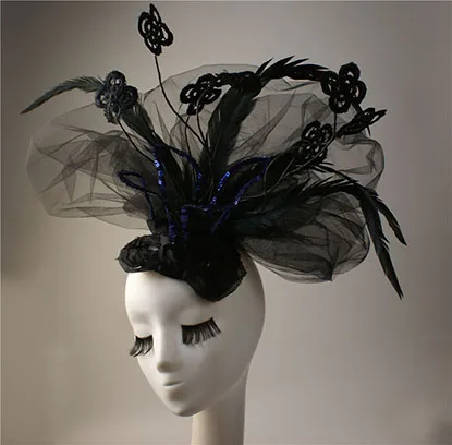 Black Exaggerated Headwear Crown Hair Accessories Photography Stage Performance Model Runway Show Hair Accessories Personality