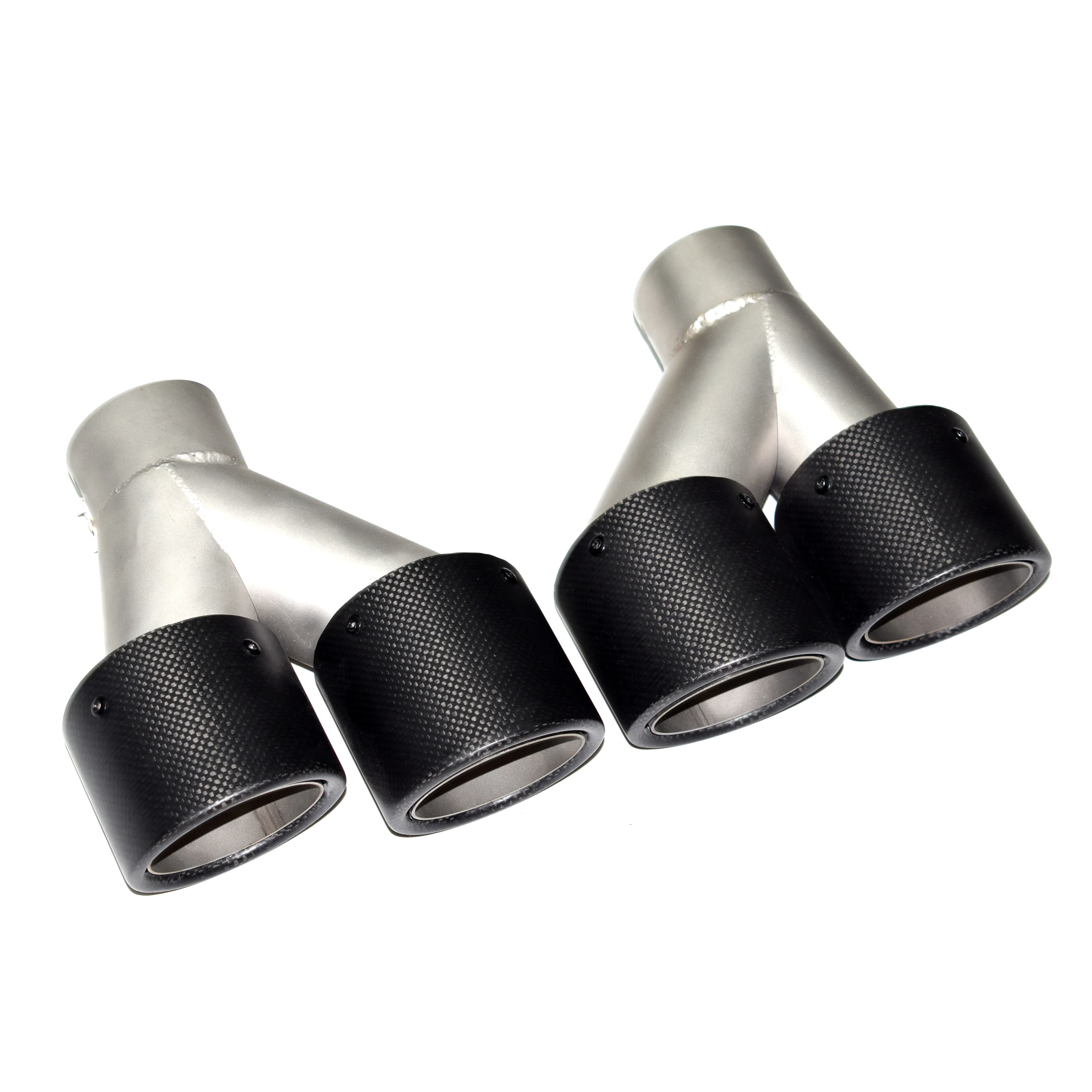 2 PCS Universal คาร์บอนไฟเบอร์ Dual ท่อไอเสีย 51 มม.ปลายท่อไอเสีย