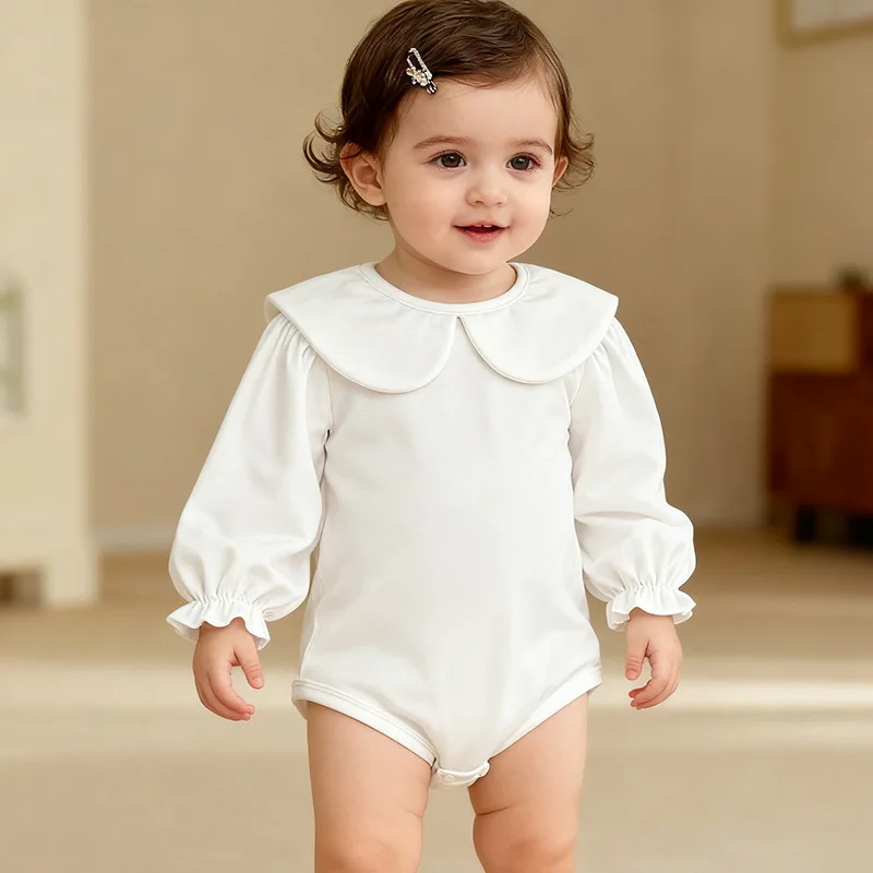 Spring Newborn Baby Girl Clothes Jumpsuits Pure Color Base Layer Romper Suit for Crawling Outfit Baby Wrap-On Bottoms Onesie