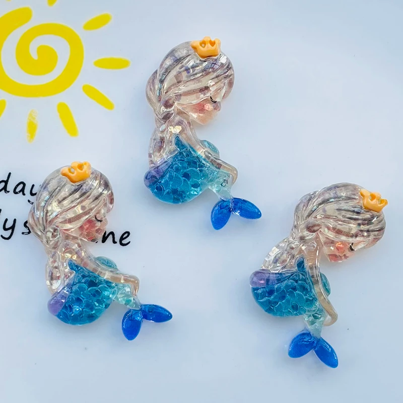 10 Pcs New Cute Shiny Cartoon Animal Mermaid Flat Back Resin Scrapbooking DIY Jewelry Earwear Craft Decoration Accessories A75