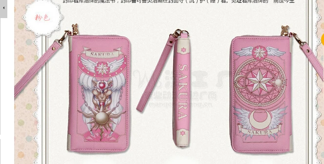 Cartera de cuero PU con cremallera para cosplay, cartera larga, anime Card Captor, KINOMOTO Sakura, nueva llegada