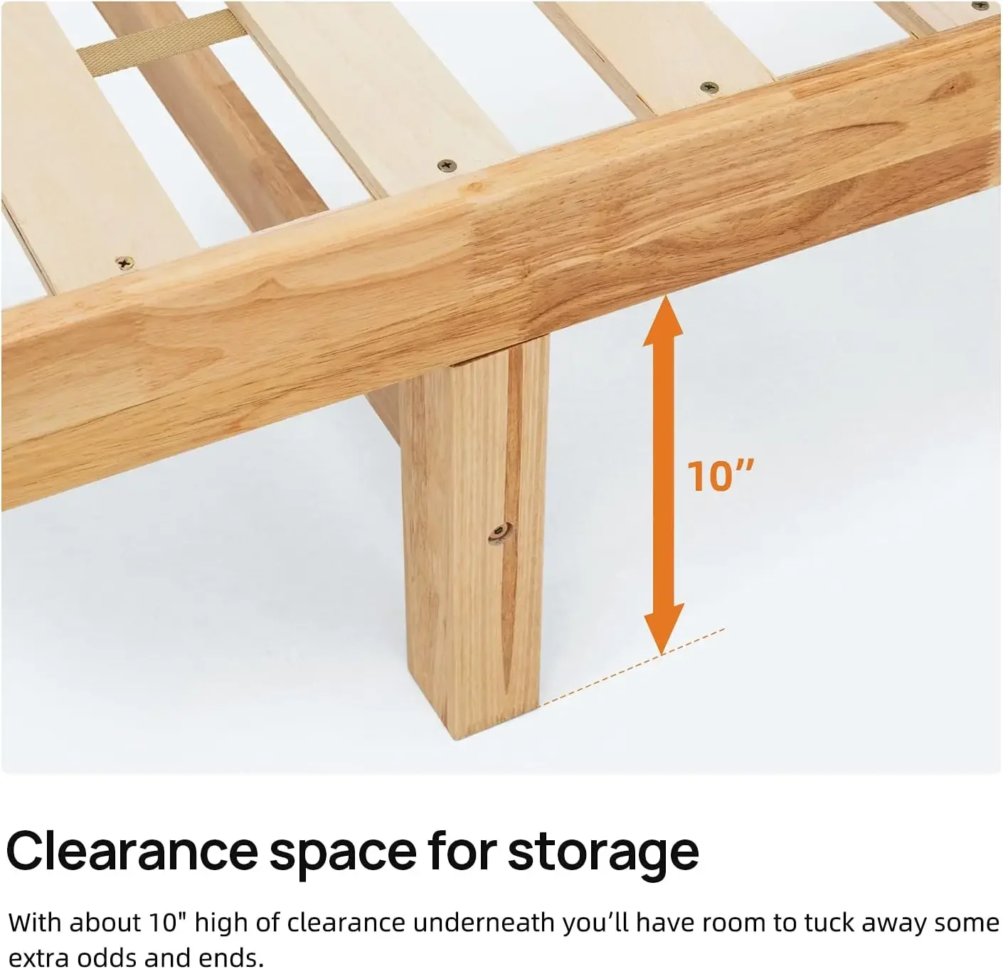 Wonline Piattaforma in legno Struttura letto Fondotinta in legno massello No box Spring Needed Supporto a doghe in legno Legno di quercia Finitura naturale Casa