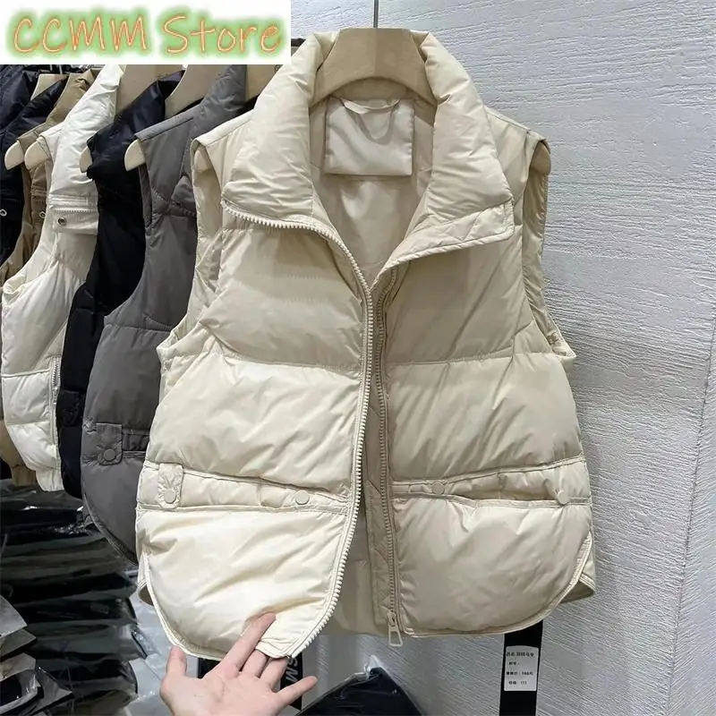 Women's Short Down Cotton Vest Jackets Spring Autumn Loose Sleeveless Coat Warm Tank Waistcoat New Female Outerwear Tops