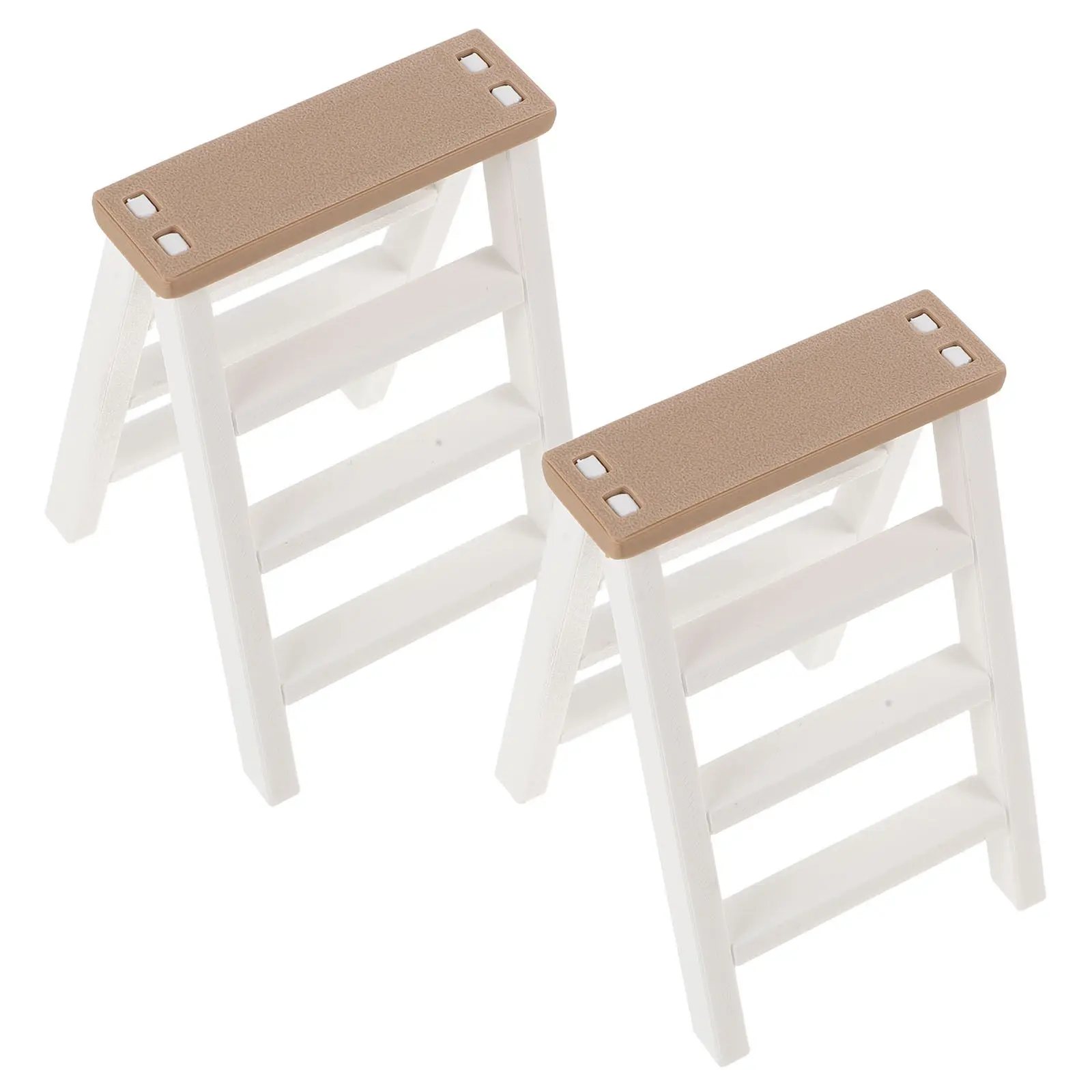 

2Pcs Mini Ladder for Dollhouse 1:12 Scale Miniature House Furniture Accessories Shelf Display Decoration Small Step Ladder
