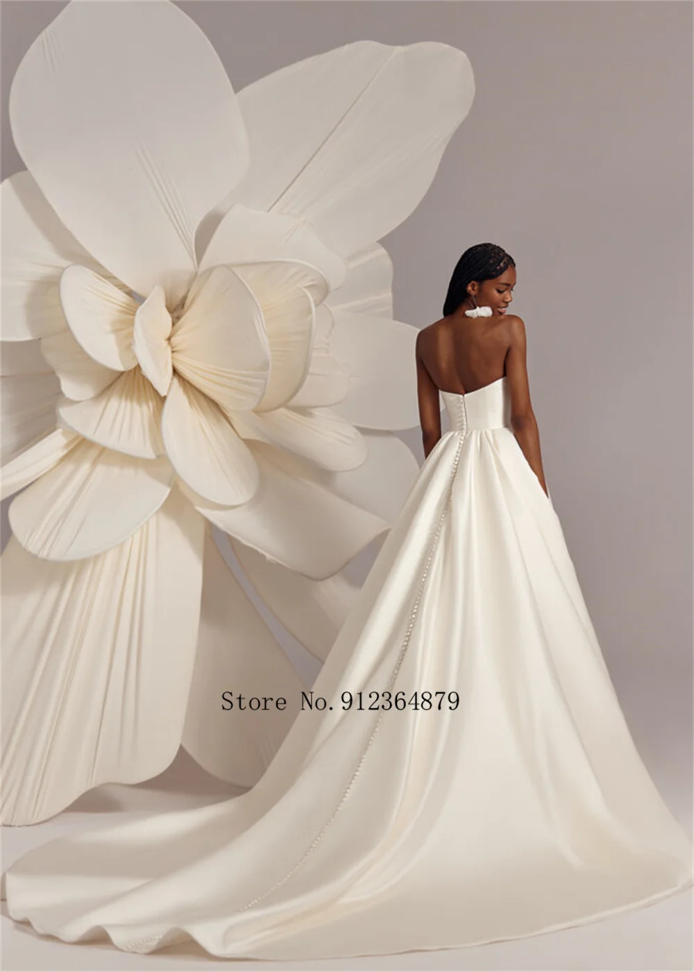 Robes De mariée en Satin épais plissé, sur mesure, ligne A, avec traîne De balayage, 2026 Rode De Morrie