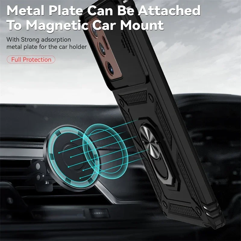 Untuk Samsung Galaxy Note 20 Ultra 5G Casing Lensa Kamera Geser Casing Phoen untuk Samsung Note20 Note20 Ultra Armor Kickstand Penutup Belakang