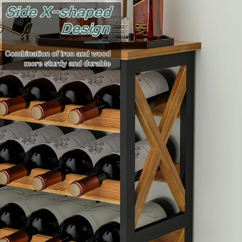 25 Bottle Wine Rack Freestanding Floor Rustic Wine Holder Stand 5 Tier Wobble-Free Tall Wine Racks Large Display Storage