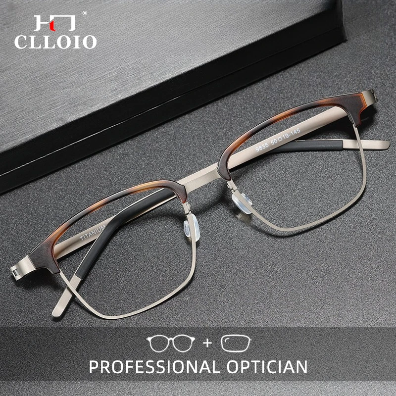 

CLLOIO Business Comfortable Titanium Screwless Reading Glasses Anti Blue Light Myopia Glasses Progressive Prescription Eyewear