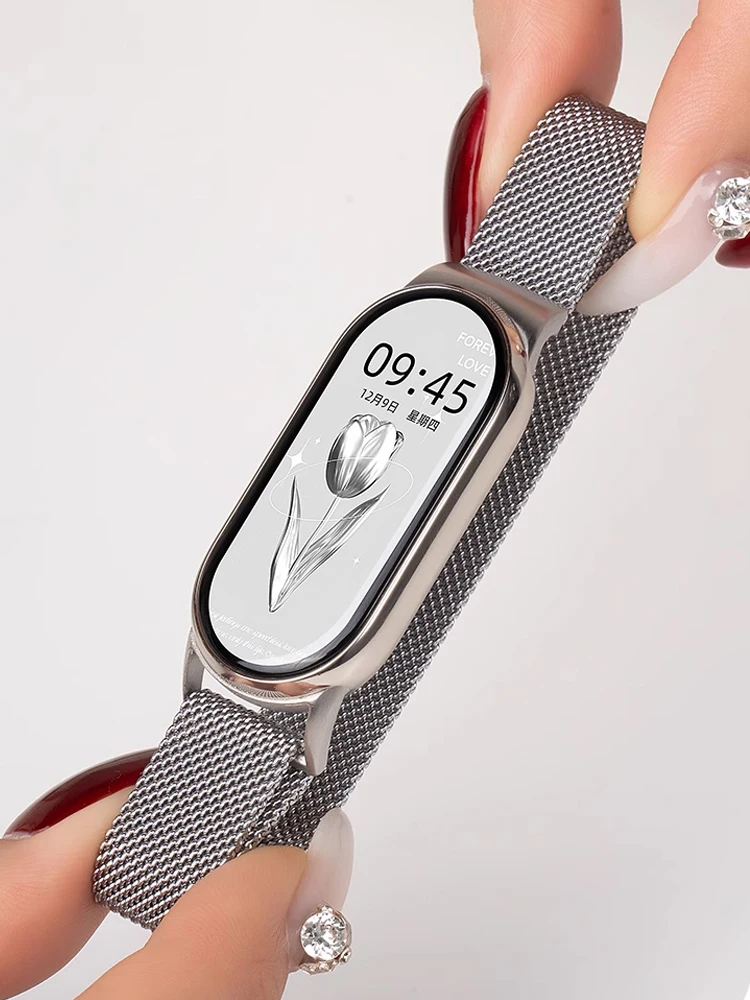 Armband für Xiaomi Mi Band 8/9 NFC-Armband Smartwatch Metallarmband Miband 9 magnetisches Milanese Loop-Armband Correa Mi Band 8